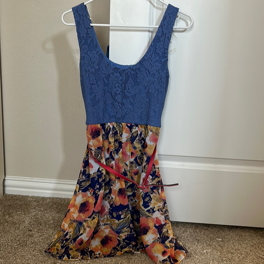 multicolor dress with belt